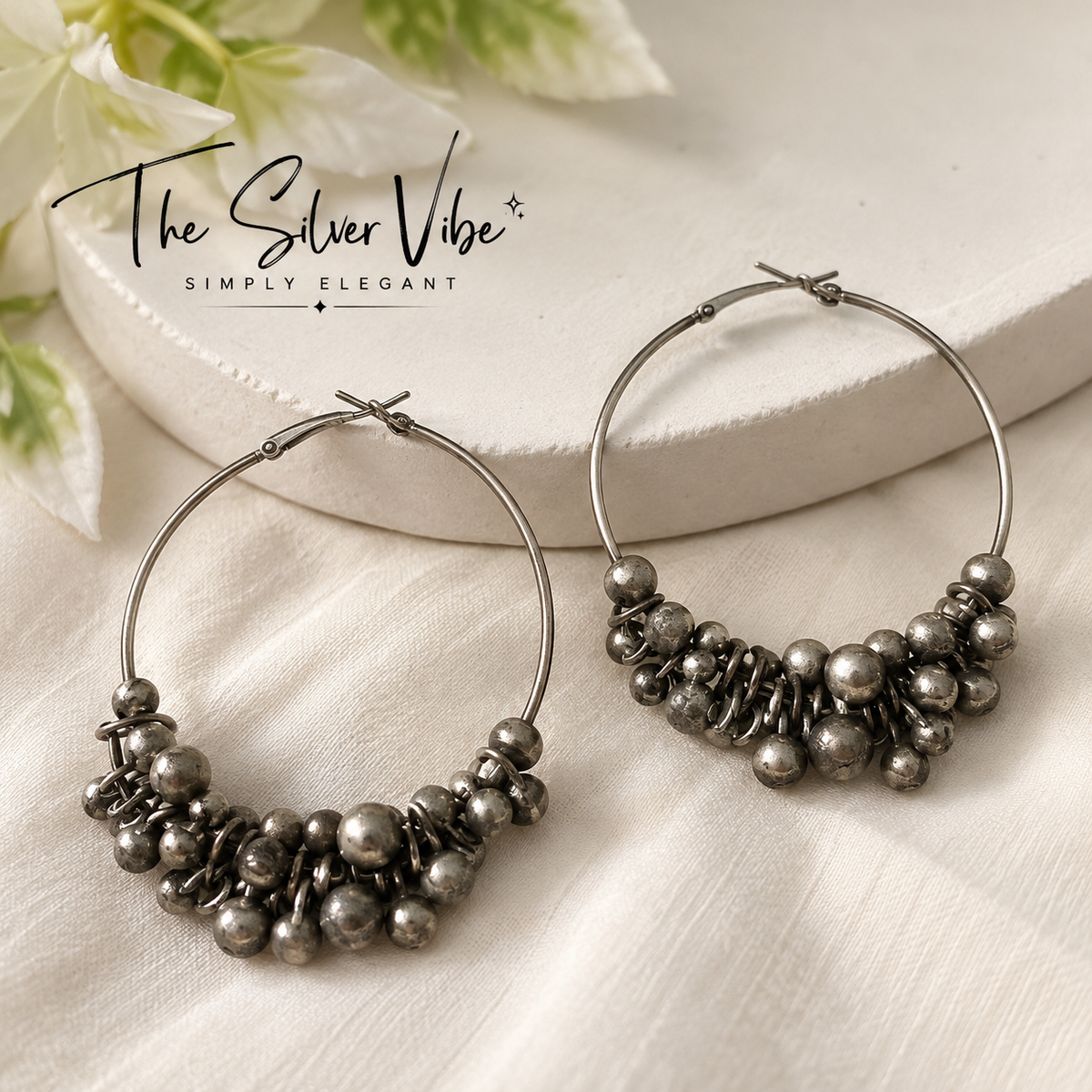 Big size black polished hoops TSV932