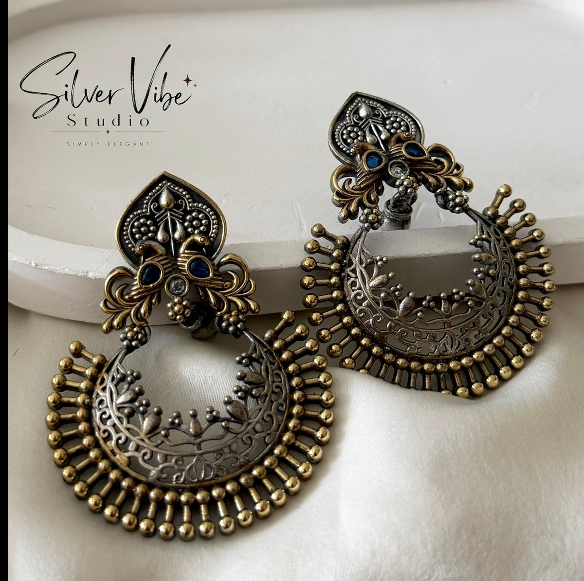 Antique Peacock Chandbali Earrings SVS001