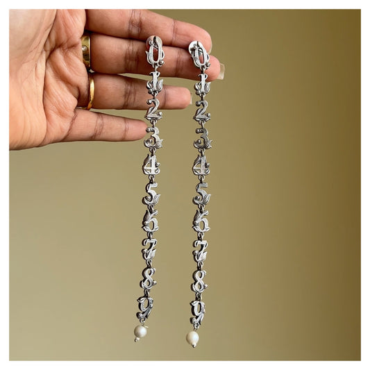 Black polish 15 cm long earrings TSV002