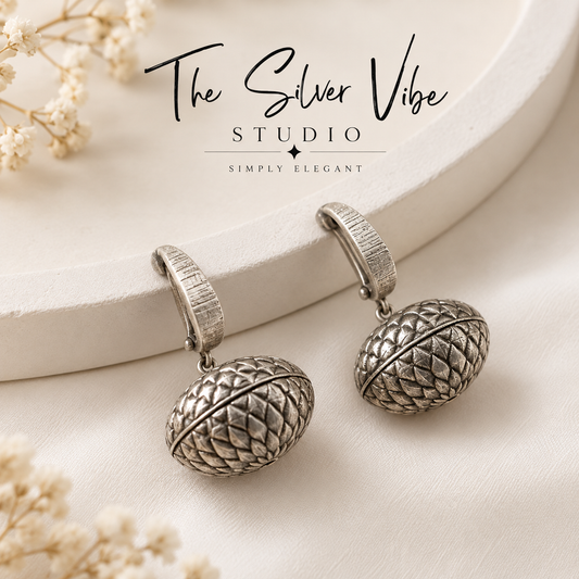 Silver Dome Jhumka Earrings
 TSV077