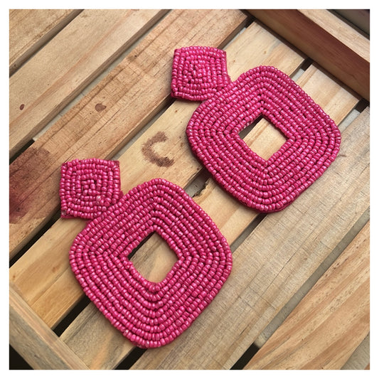 Pink beads handmade earrings TSV960