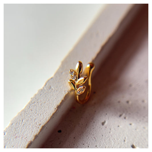 LEAF-Anti tarnish 18k plated nosepin (presstype)