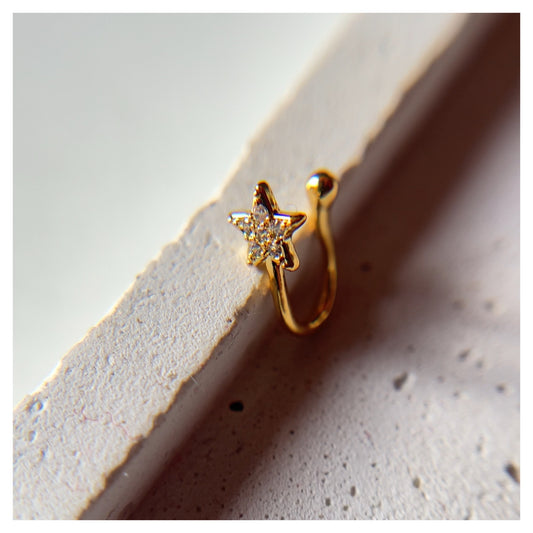 STAR-Anti tarnish 18k gold plated press type nosepin