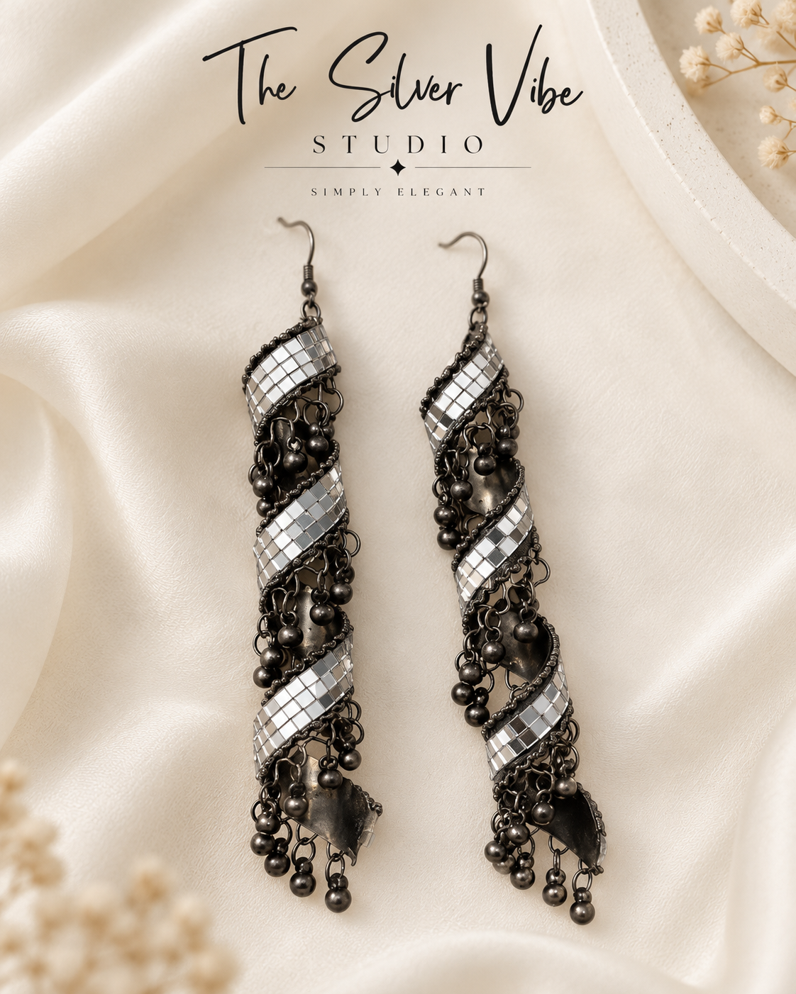 Mirror long earrings TSV679
