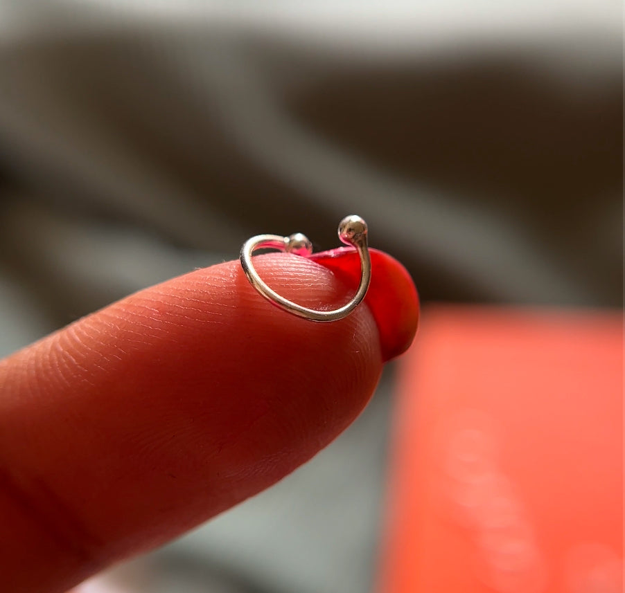 925 sterling silver press type nosering (9-10mm) (real silver)
