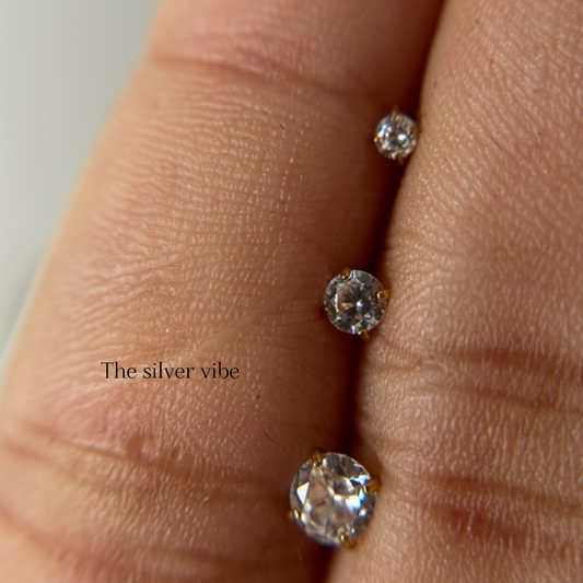 Solitaire Diamond alike Gold Nose pins | 2mm | 3 mm | 4mm | (Anti tarnish)