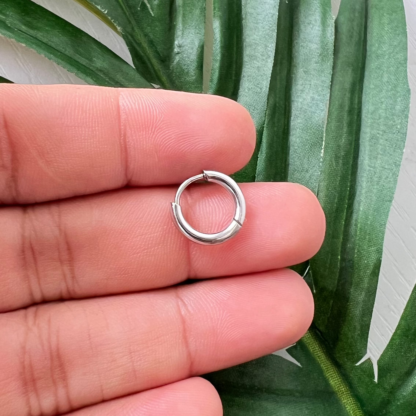 Stainless steel Nose ring | 18K White Gold plated | Non Tarnish | 8 mm |