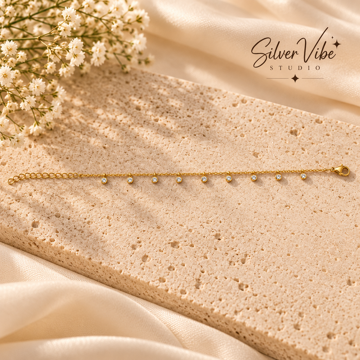 White stone chain bracelet