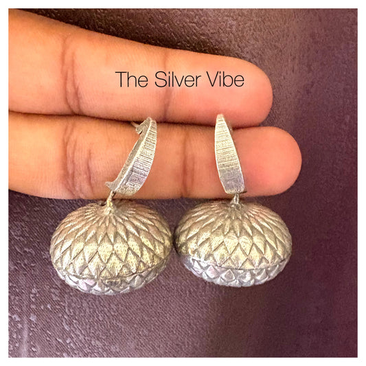 Silver Dome Jhumka Earrings
 TSV077